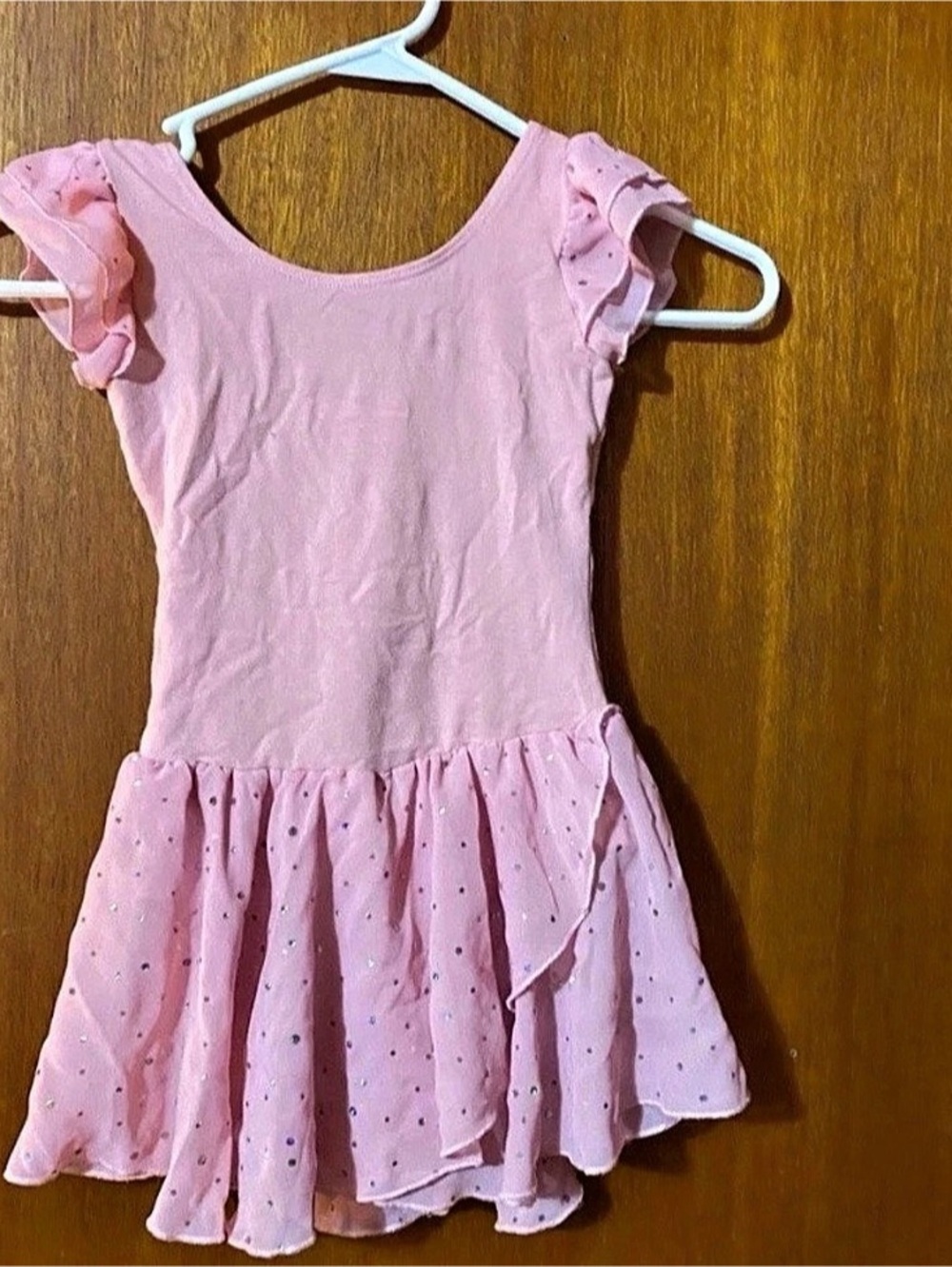 Arshiner Girls Ruffle Sleeve Sequins Leotard Pink Size 6/7